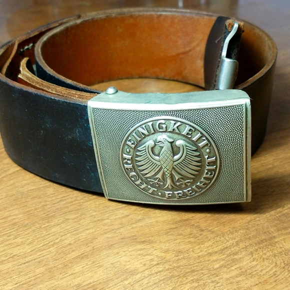 German Other - Vintage West German Army Leather Belt & Buckle Collectible Vintage Bundswehr